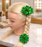Forest Green Hair Slides with Rhinestone Centre - Elegant Satin Fabric Blooms - Image 2