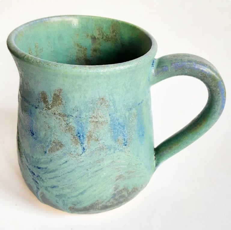 Blue Glazed Mug - Hand Thrown Stoneware Ceramic Mug 