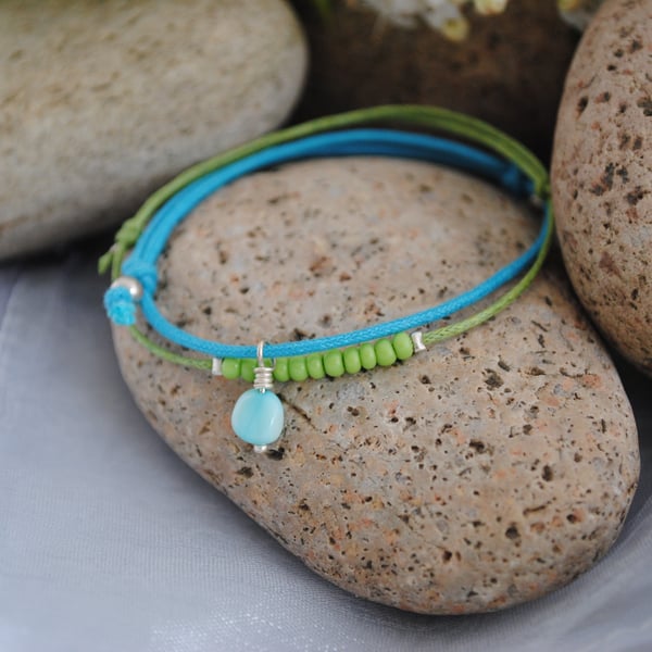 Friendship Bracelets-TWO blue rivershell set