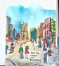 There are couples on Bold street Watercolour - Image 3