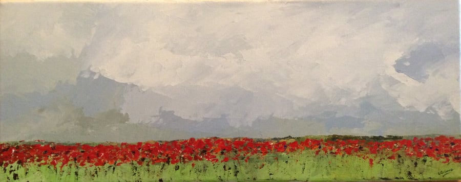 Poppy field - acrylic painting on canvas. Flowers.