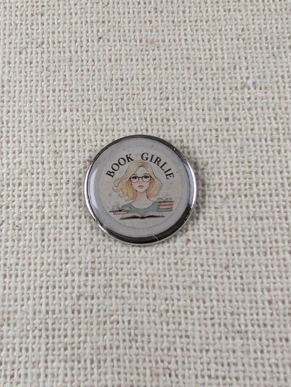 Book Lover Themed Badge - 'Book Girlie' - Large Resin Topped Pin Badge