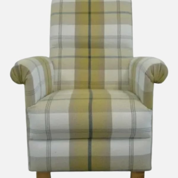 Tartan Armchair Porter Stone Balmoral Check Ochre Adult Chair Mustard Accent 