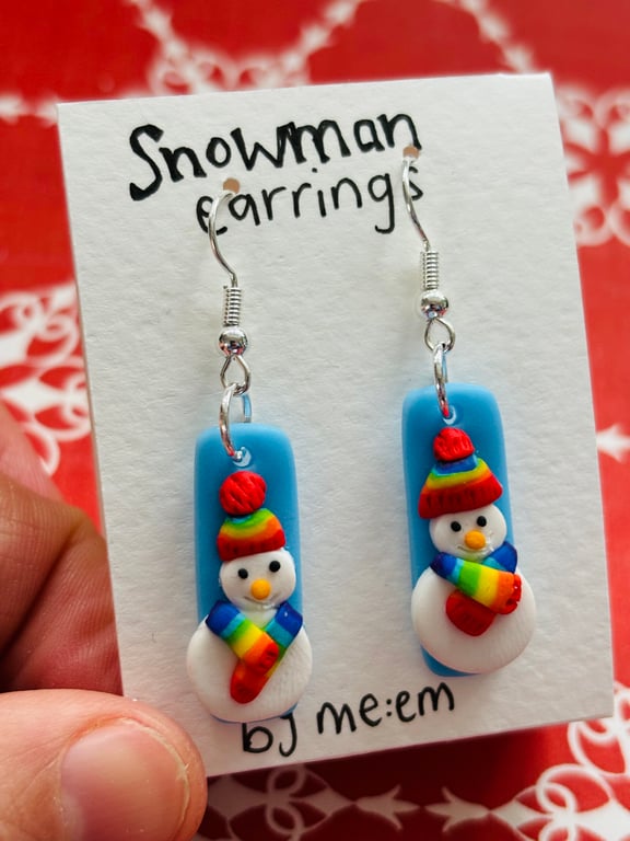 Snowman, winter or Christmas themed festive earrings 