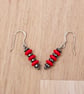 Hematite and Red bead sterling silver earrings - Image 4