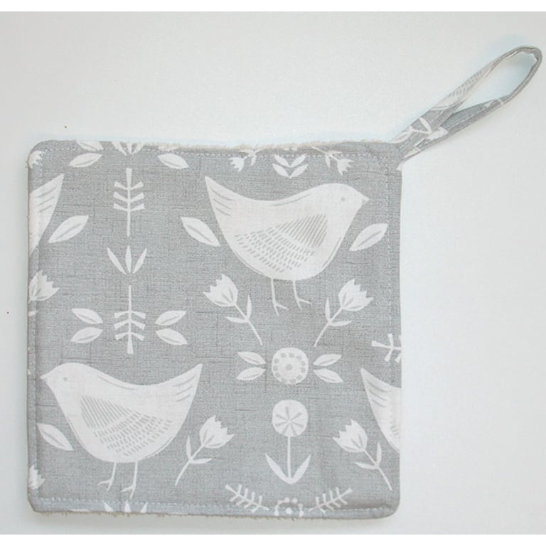 Scandi Birds Pot Holder Oven Grab Pad Kitchen Mat Owls Bird and Flower Nordic