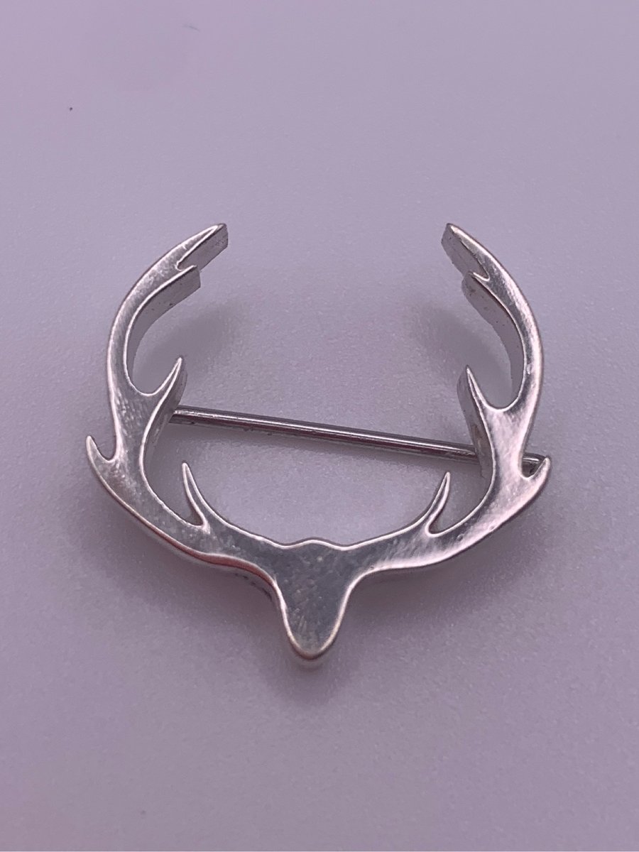Silver Antlers Badge Brooch
