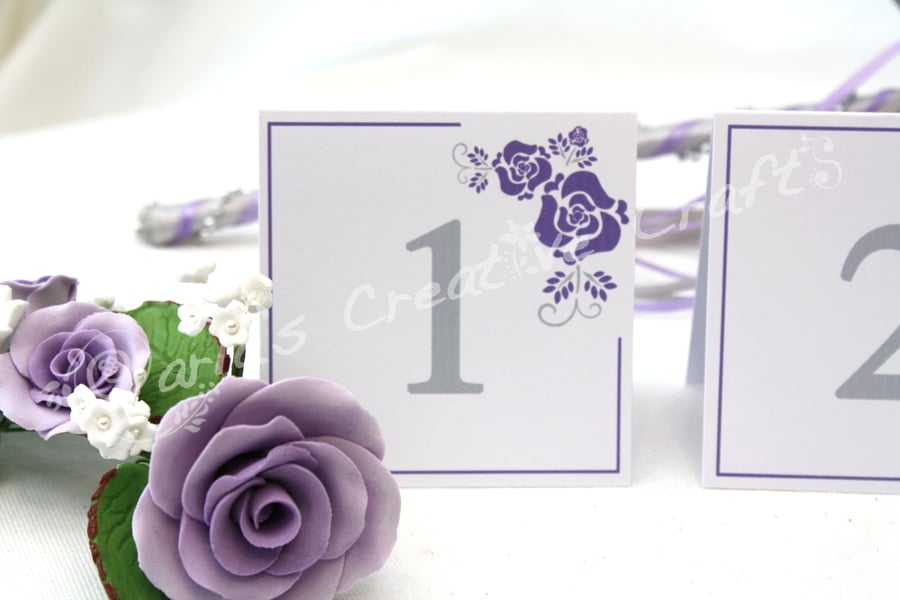 Purple Rose Double Sided Table Numbers 1 - 12