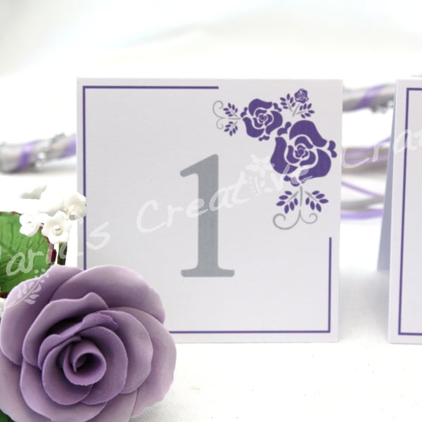 Purple Rose Double Sided Table Numbers 1 - 12