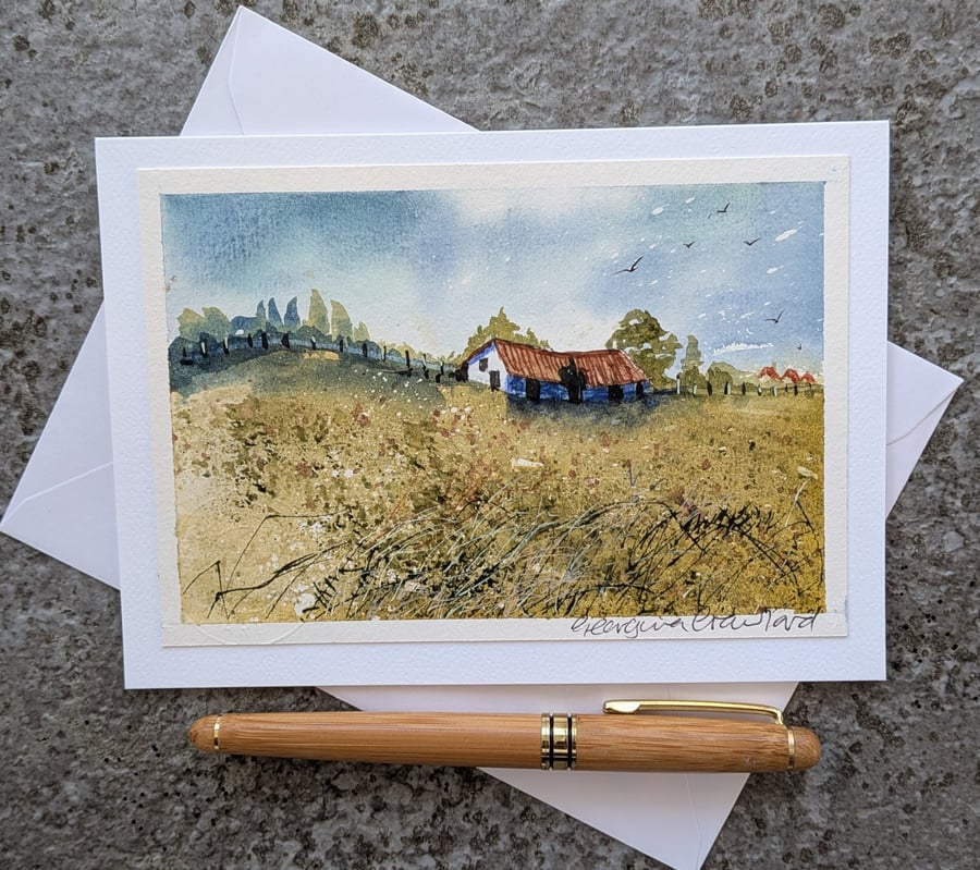 Broken Barn. Blank Card. Original Artwork 260198