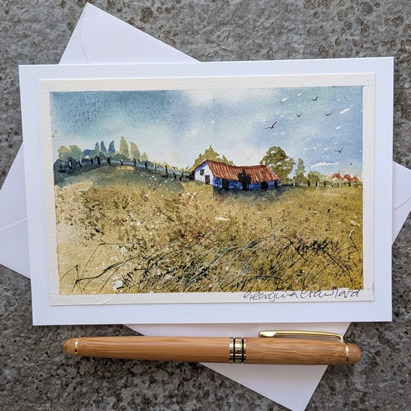 Broken Barn. Blank Card. Original Artwork 260198