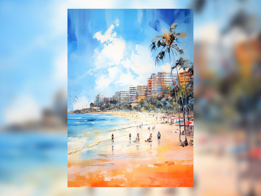 Seaside Paradise: Sandy Beach Print, 7"x5" - Coastal Art                        