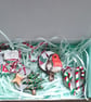 Christmas tree decorations set of 4, small, lightweight, made from airdry clay