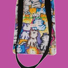 Multi Coloured Cat & Dog Print Cross-body Bag