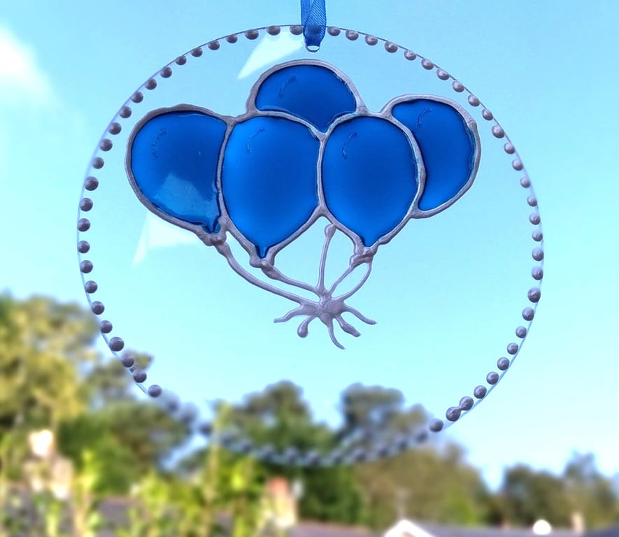 Balloons sun catcher. Baby boy, New Baby, Christening sun catcher 