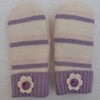  SALE   Wool mittens Created from Up-cycled Sweaters. White & Pink . Small  Size