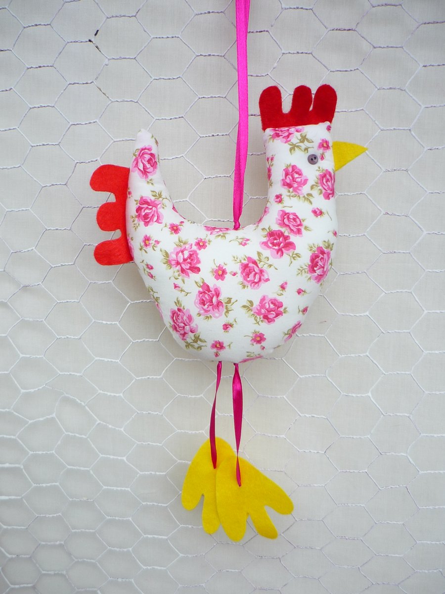 Rosie Hen Hangie & Heart Decoration Handmade Chicken Easter Mothersday Gift