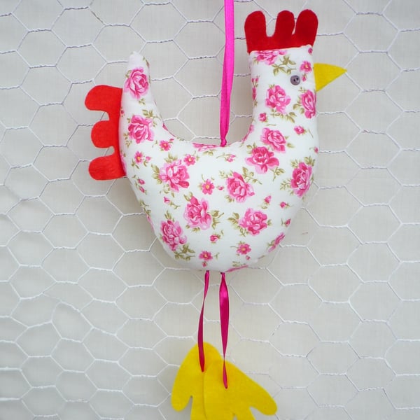 Rosie Hen Hangie & Heart Decoration Handmade Chicken Easter Mothersday Gift