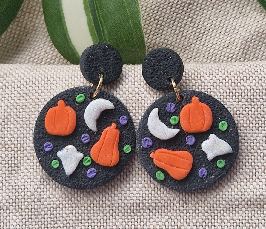 Pumpkin Polymer Clay Earrings: Halloween