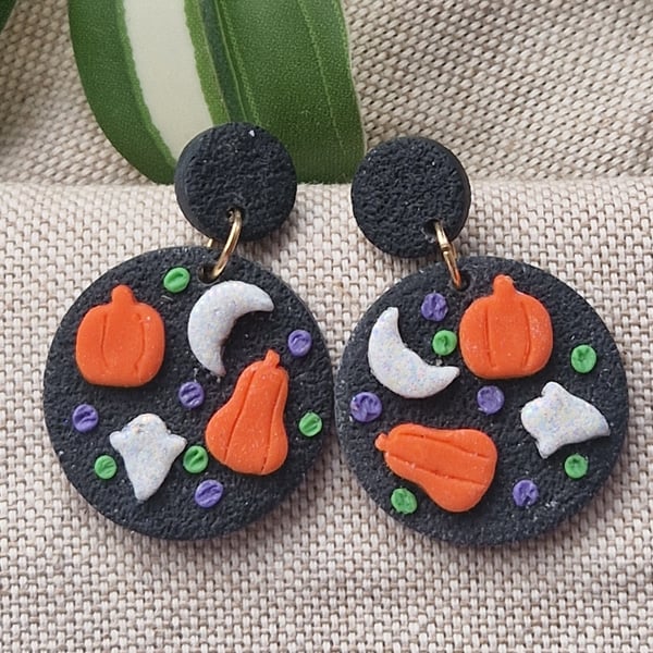 Pumpkin Polymer Clay Earrings: Halloween