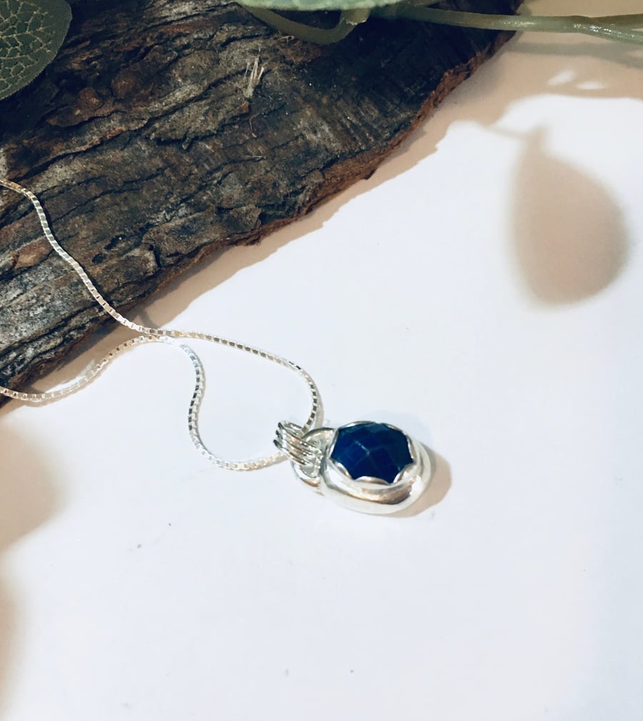 RESERVED Dainty Lapis Lazuli Necklace. Sterling and Recyced Silver 