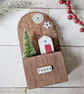 Festive Wooden Cottage Scene with Tree and Button Moon - Image 8