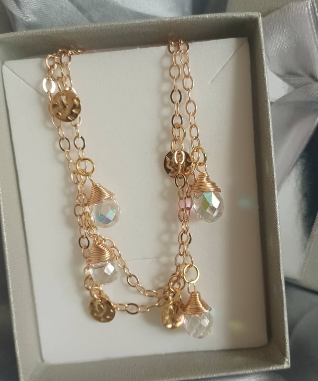Double-Wrapped Gold Tone Charm Bracelet 