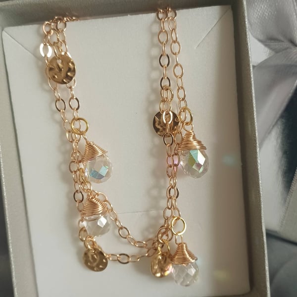 Double-Wrapped Gold Tone Charm Bracelet 