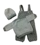 Hand knitted baby jumper dungarees and hat set grey and white   - Image 8
