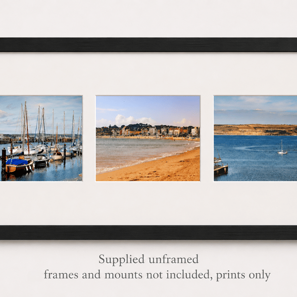 Weymouth Wall Art Set of 3 Prints – Dorset Beach, Bay & Harbour