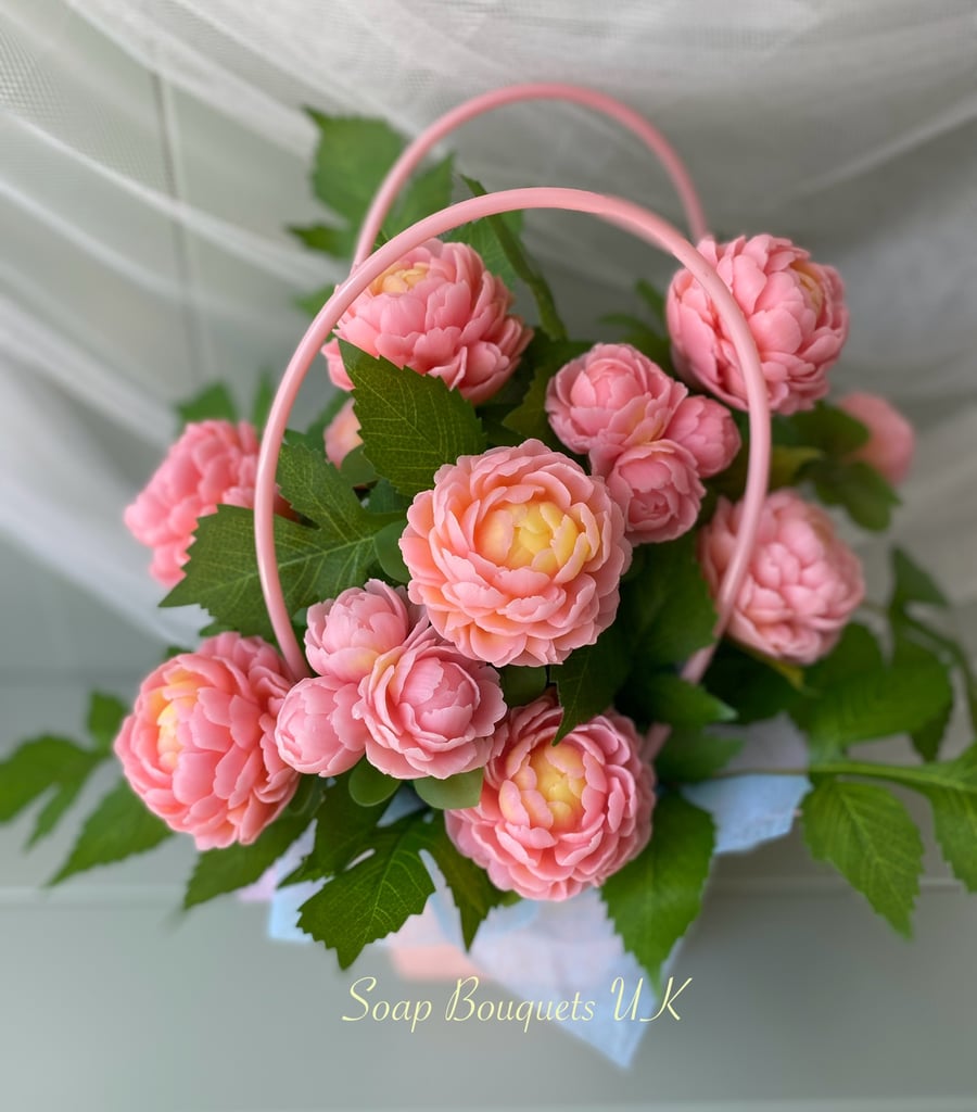 Peony Soap Flower Bouquet: Unique and Luxurious Gift, Custom Floral Arrangement