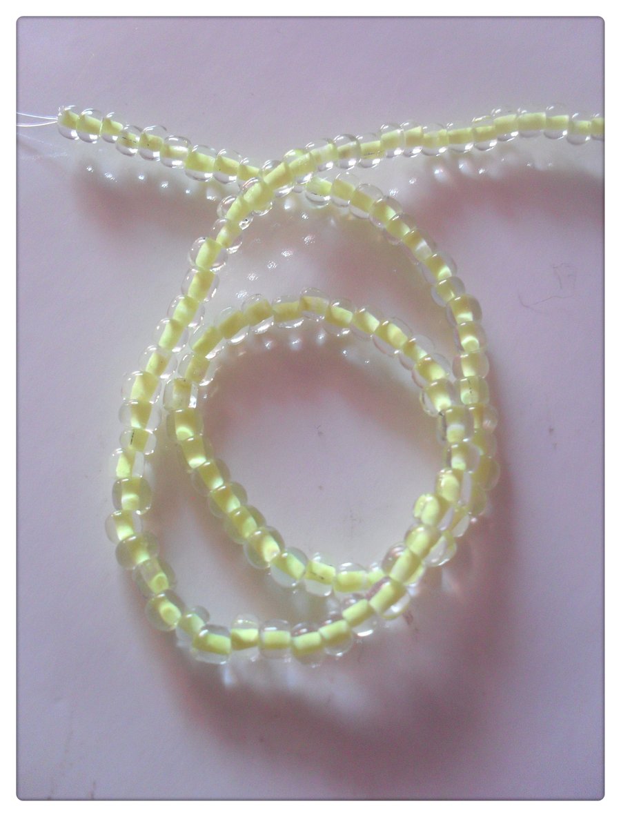 500 x Glass Seed Beads - Colour-Inside - 4mm - Yellow 