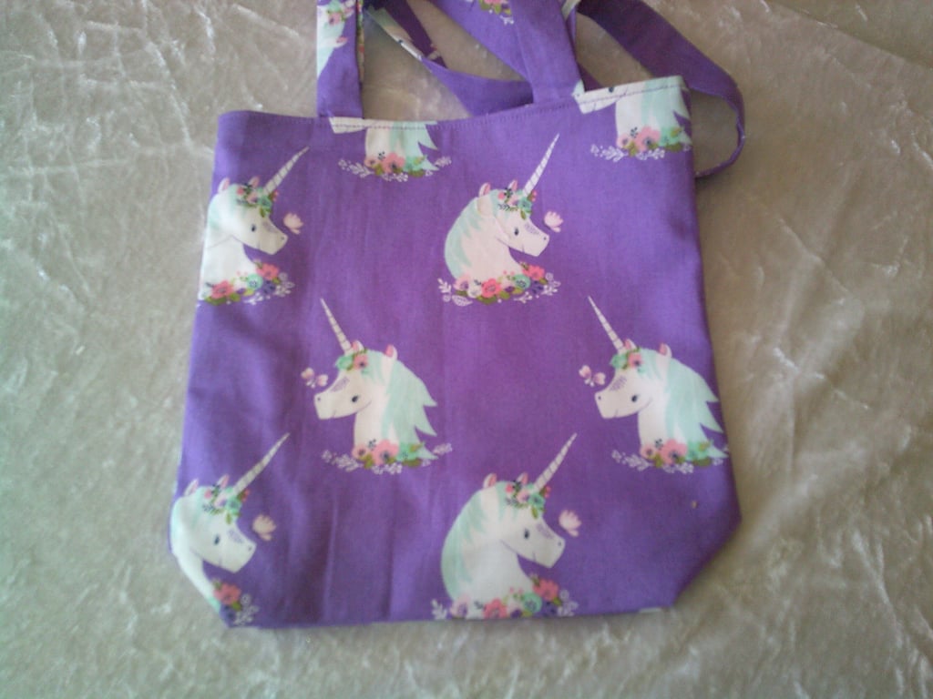 Unicorns on Mauve Fabric Shoulder Bag