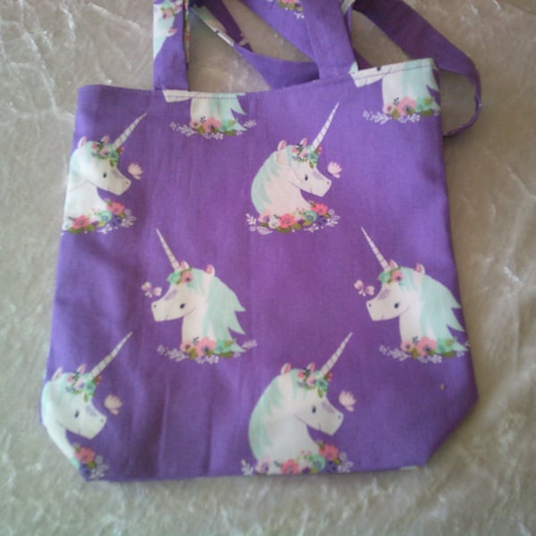 Unicorns on Mauve Fabric Shoulder Bag