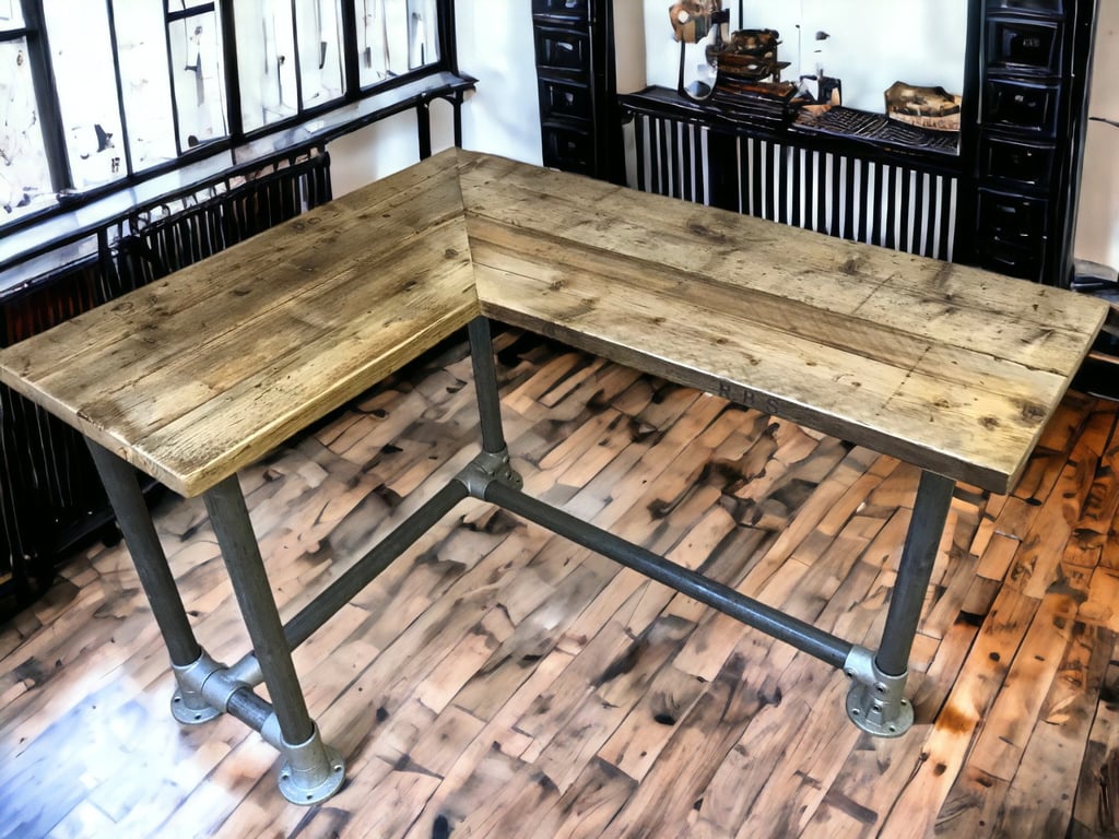 Standing Corner Desk, Bar Desk, Office Desk, Custom Made From Reclaimed Scaffold