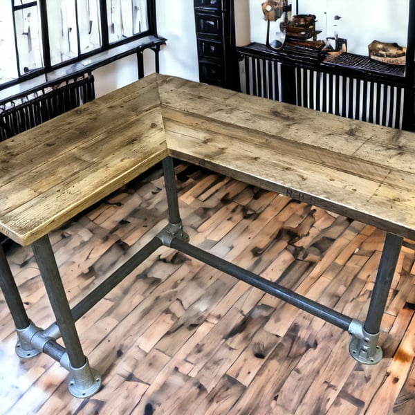 Standing Corner Desk, Bar Desk, Office Desk, Custom Made From Reclaimed Scaffold