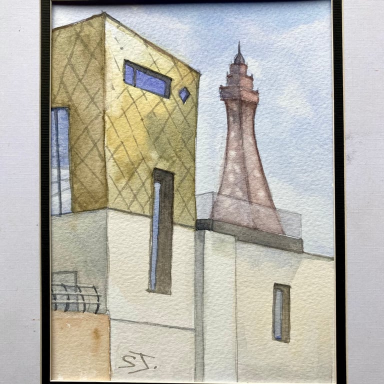 Blackpool promenade view original fine art watercolour 