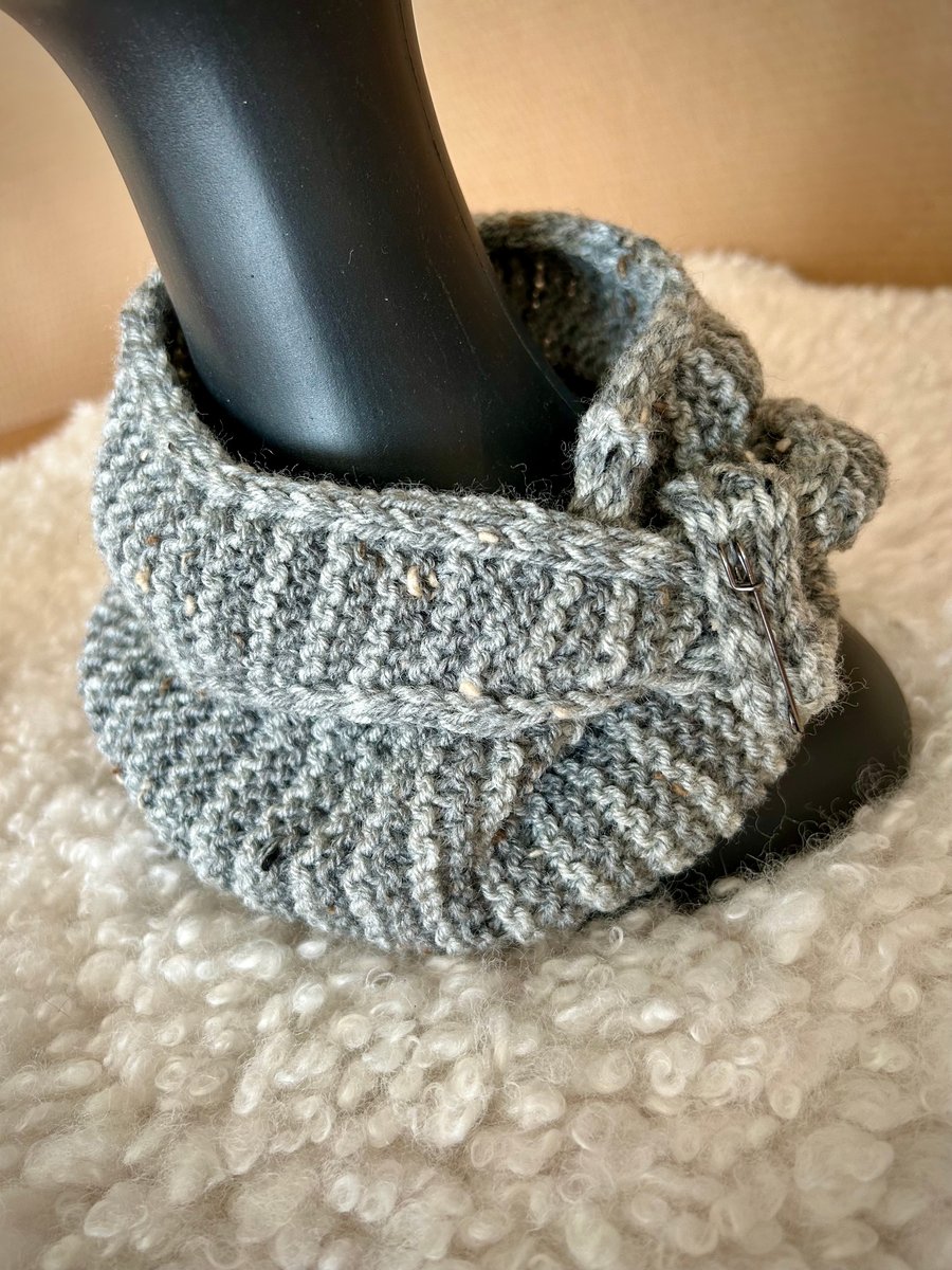 Hand Knitted Wool Mix Sophie Scarf with Kilt Pin