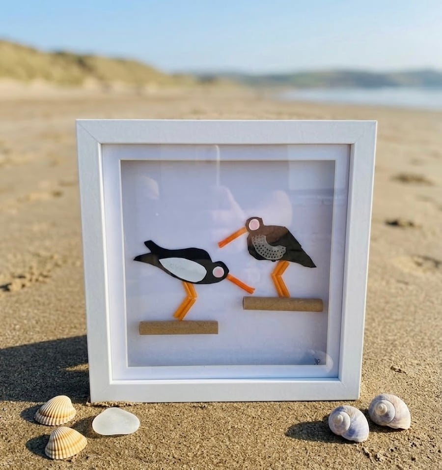 Framed Beach Plastic Oyster Catchers