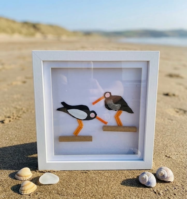 Framed Beach Plastic Oyster Catchers