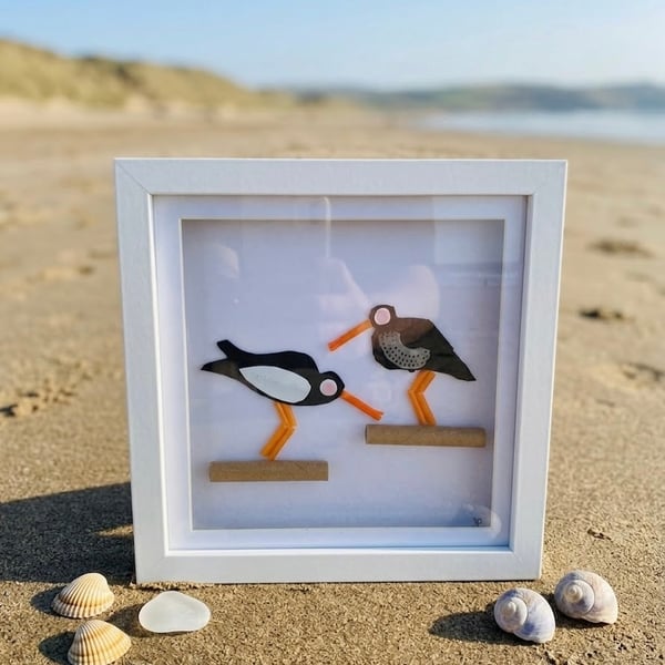 Framed Beach Plastic Oyster Catchers