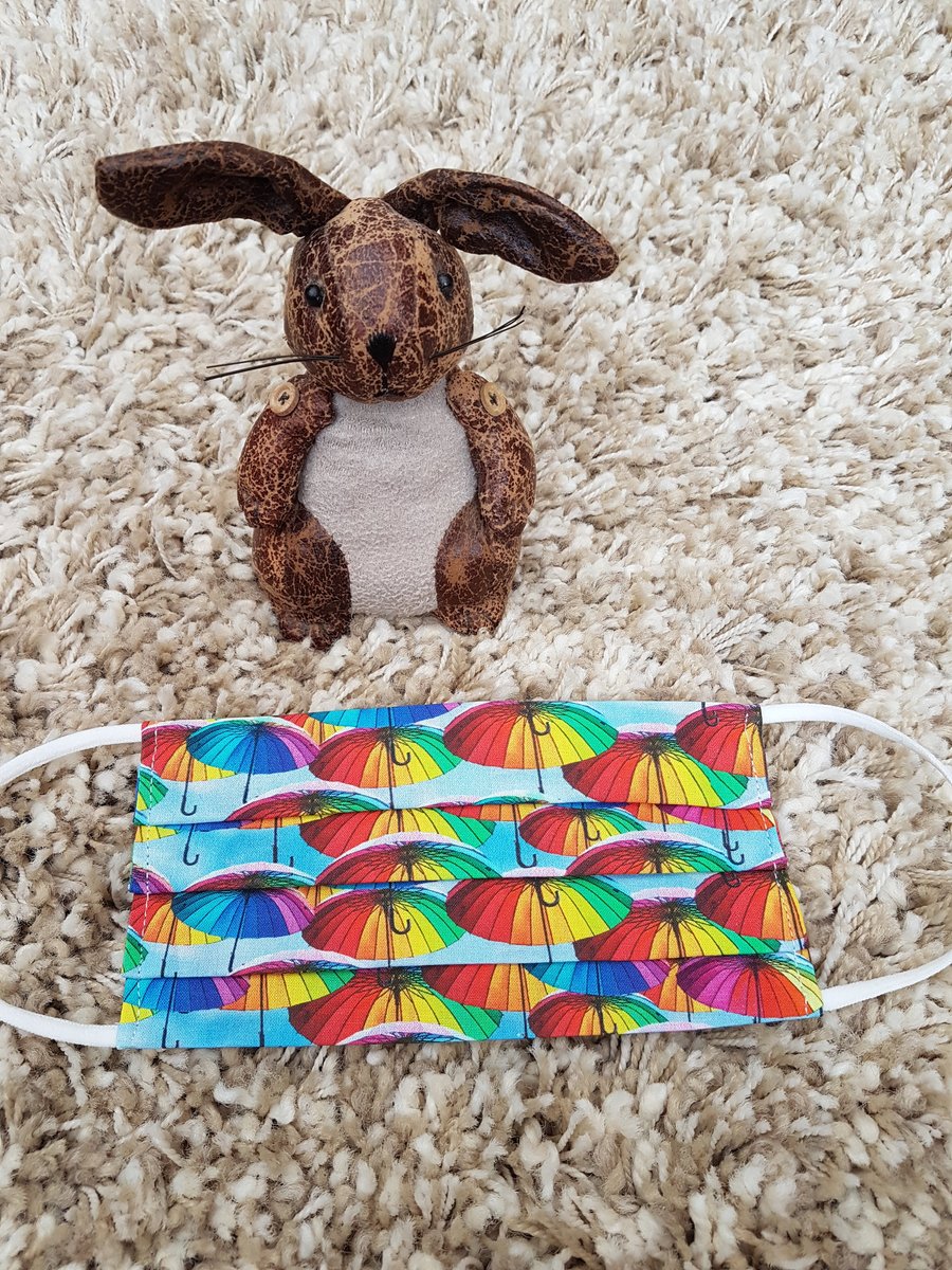 Adult face covering – Rainbow Umbrella print