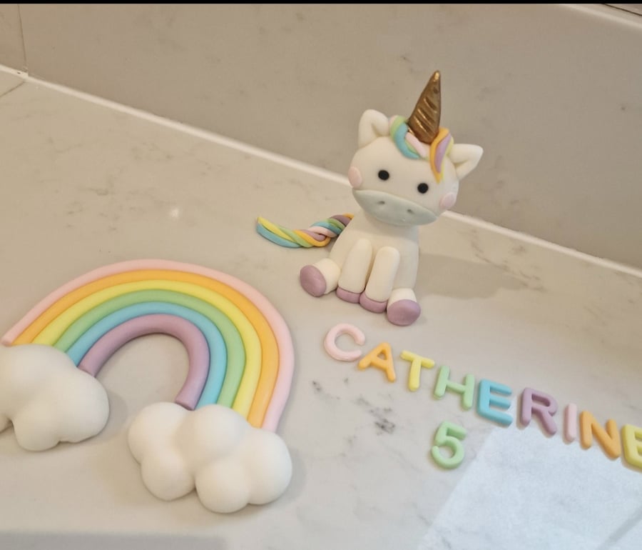 Unicorn rainbow edible cake topper 