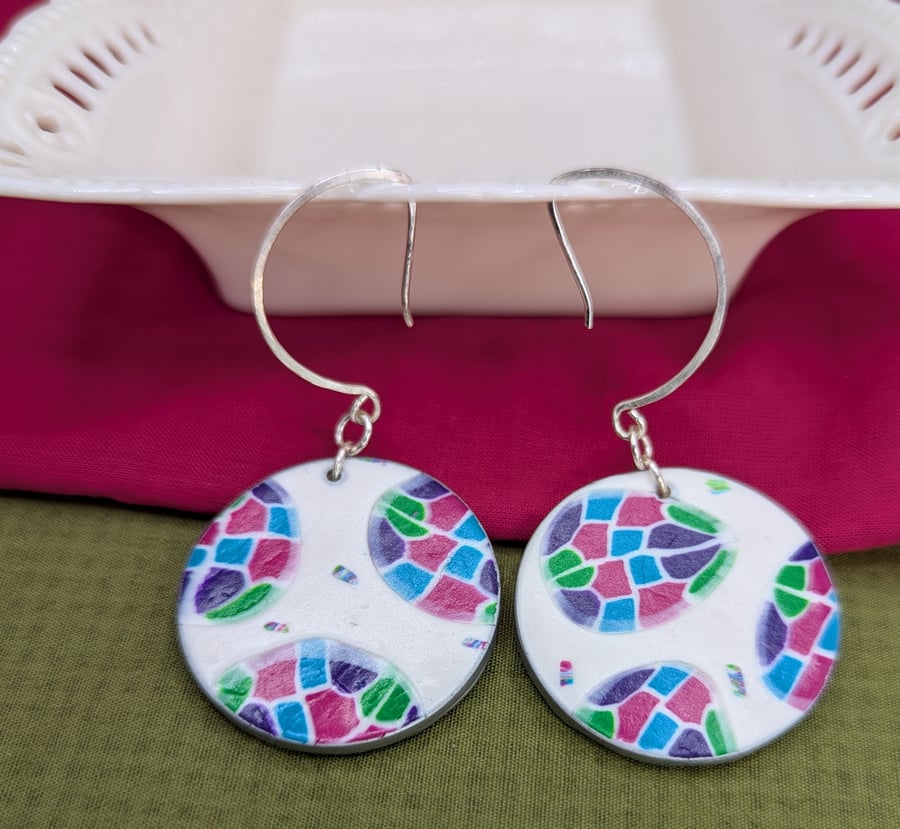 Dramatic circle earrings-jewel mosaic look.