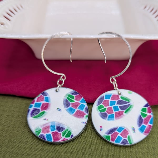 Dramatic circle earrings-jewel mosaic look.