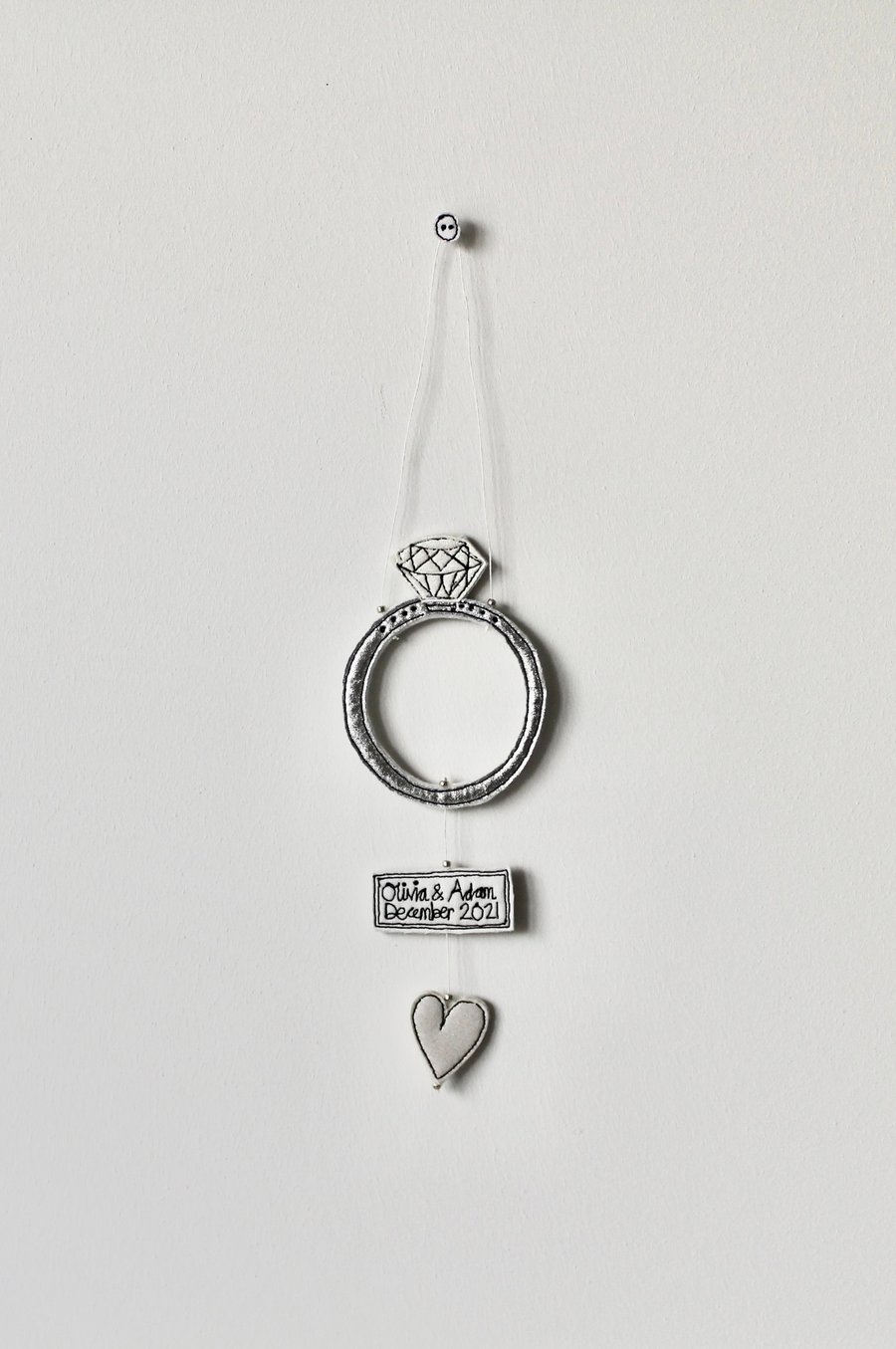 'Personalised Engagement Ring' - Handmade Hanging Decoration