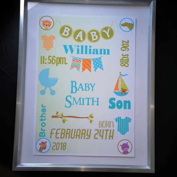 Baby Boy Personalised print 