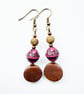 Brown and Purple Boho Drop Dangle Earrings - Image 2