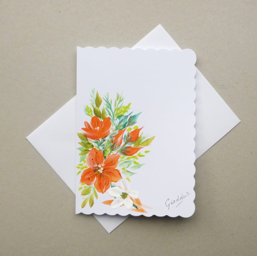 hand painted original art blank greetings card ( ref F 870 H3 )
