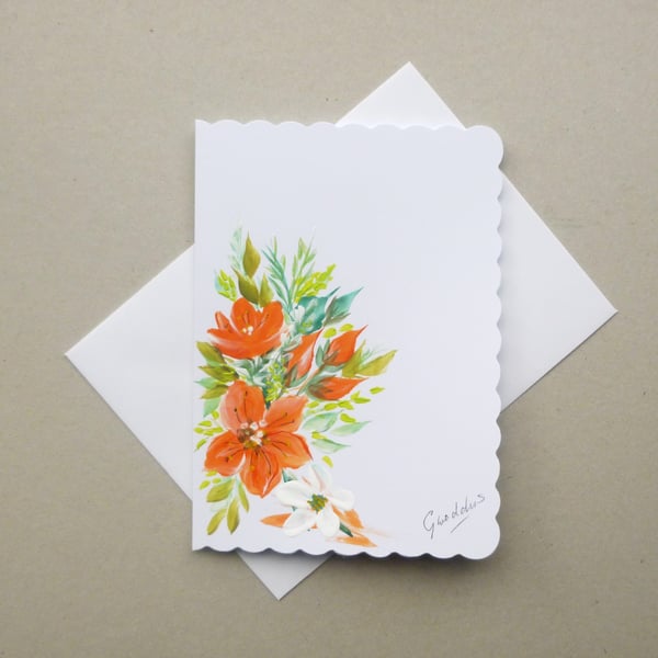 hand painted original art blank greetings card ( ref F 870 H3 )